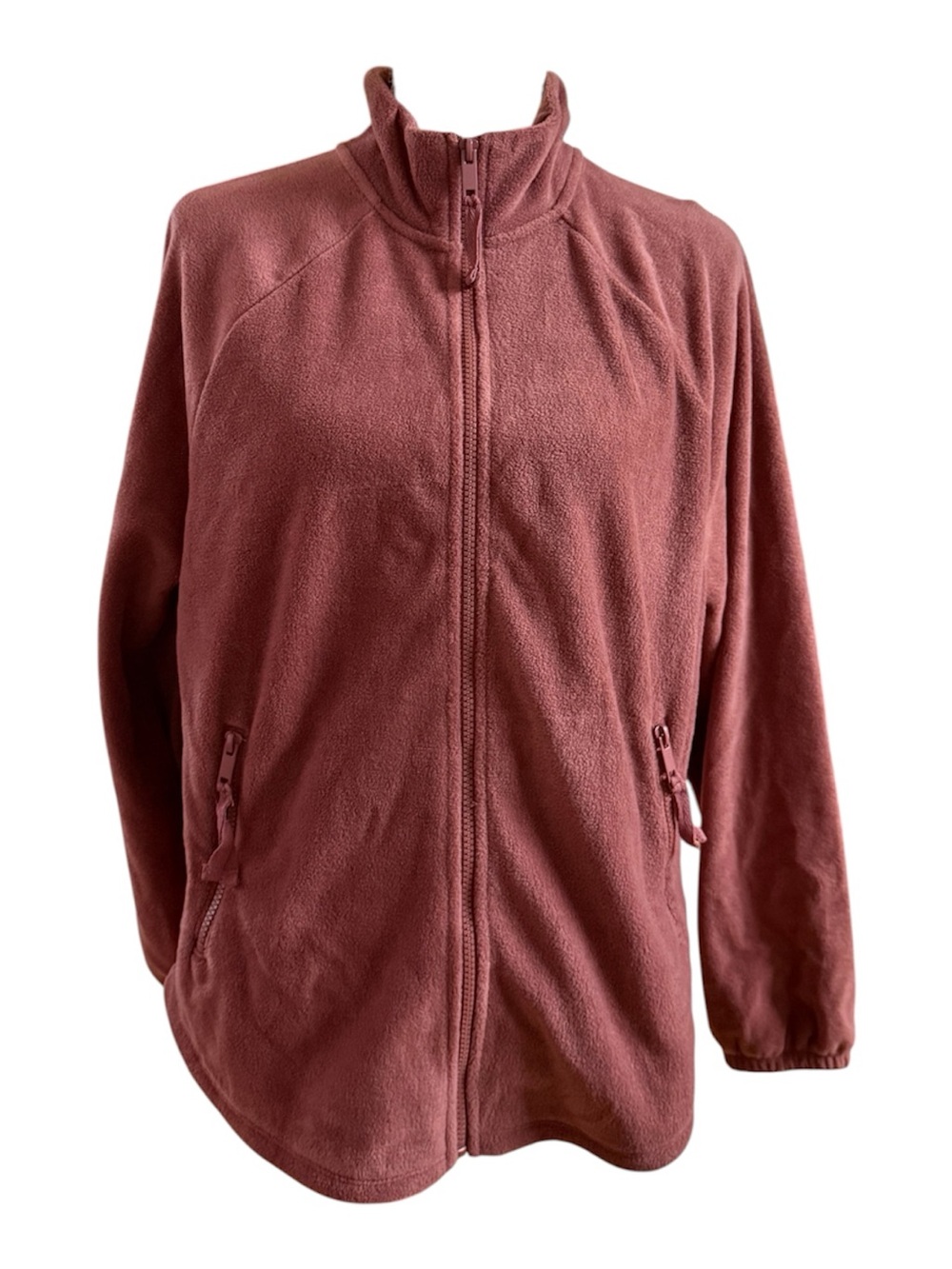 Como Vintage Teddy Zip-Up Jacket in Dusty Rose Brown
